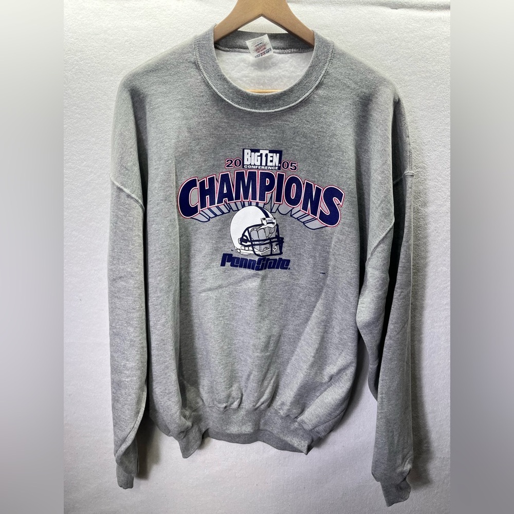 Penn State Vintage 2005 Big Ten Champions Jerzees Sweatshirt Mens XL Gray 2494‎